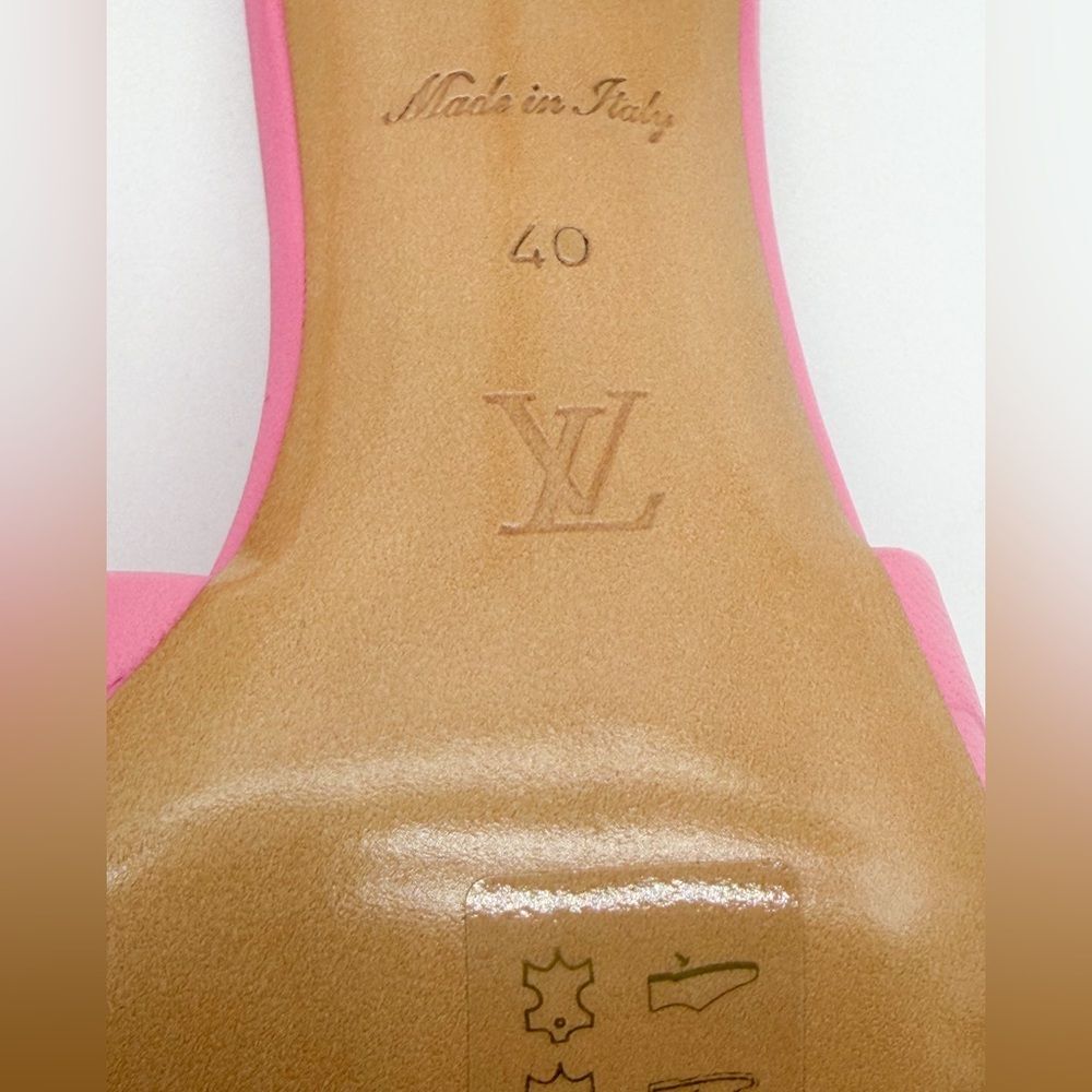 Louis Vuitton Revival Mule Heel Sandals Pink Monogram Embossed Leather EU 40 - Picture 13 of 15